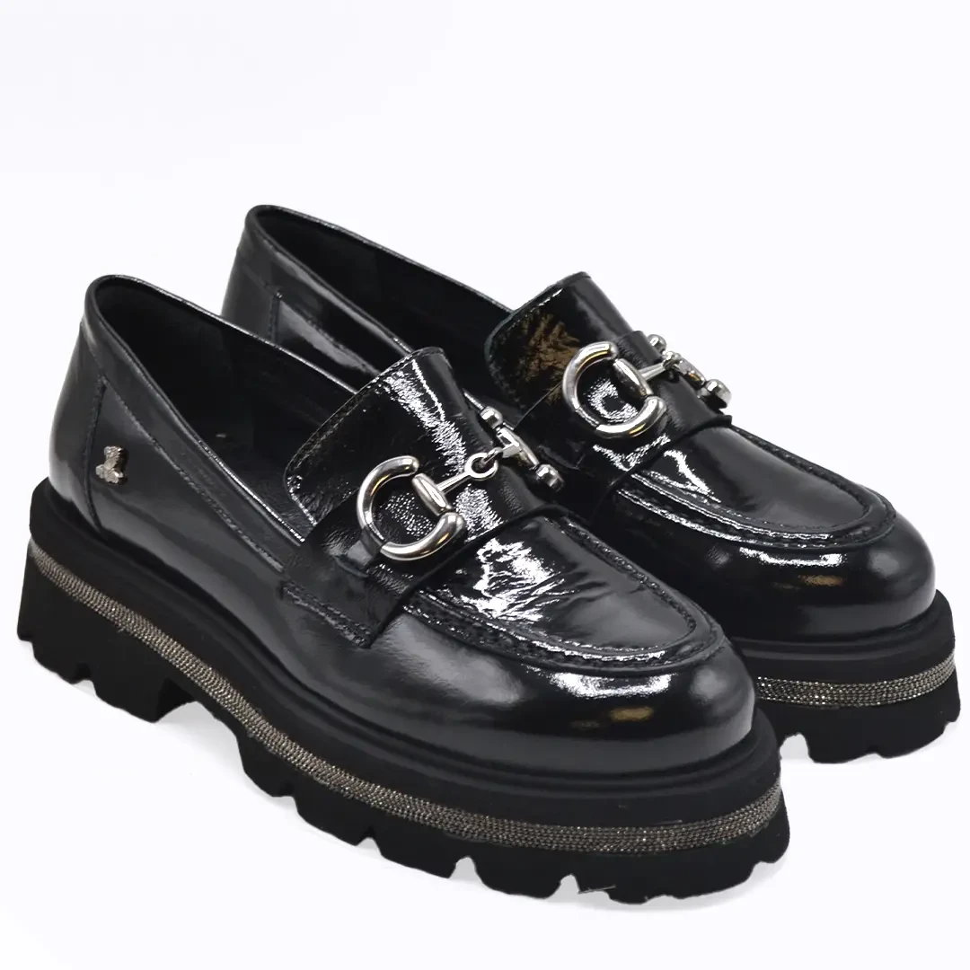 Venüs - Venüs Deri Kadın Rugan Loafer Ayakkabı Siyah 2450803K 