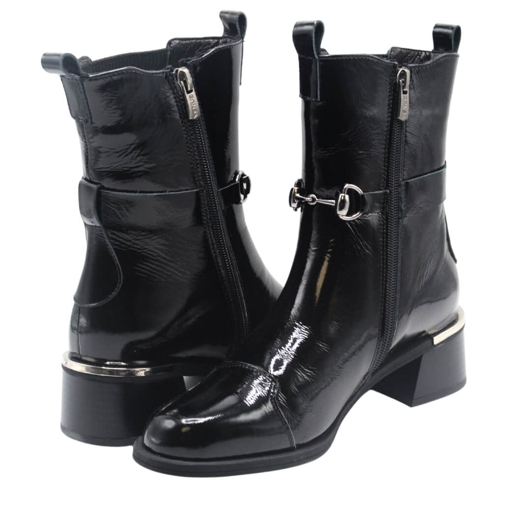 Venüs Deri Kadın Rugan Topuklu Bot Siyah 2352402K