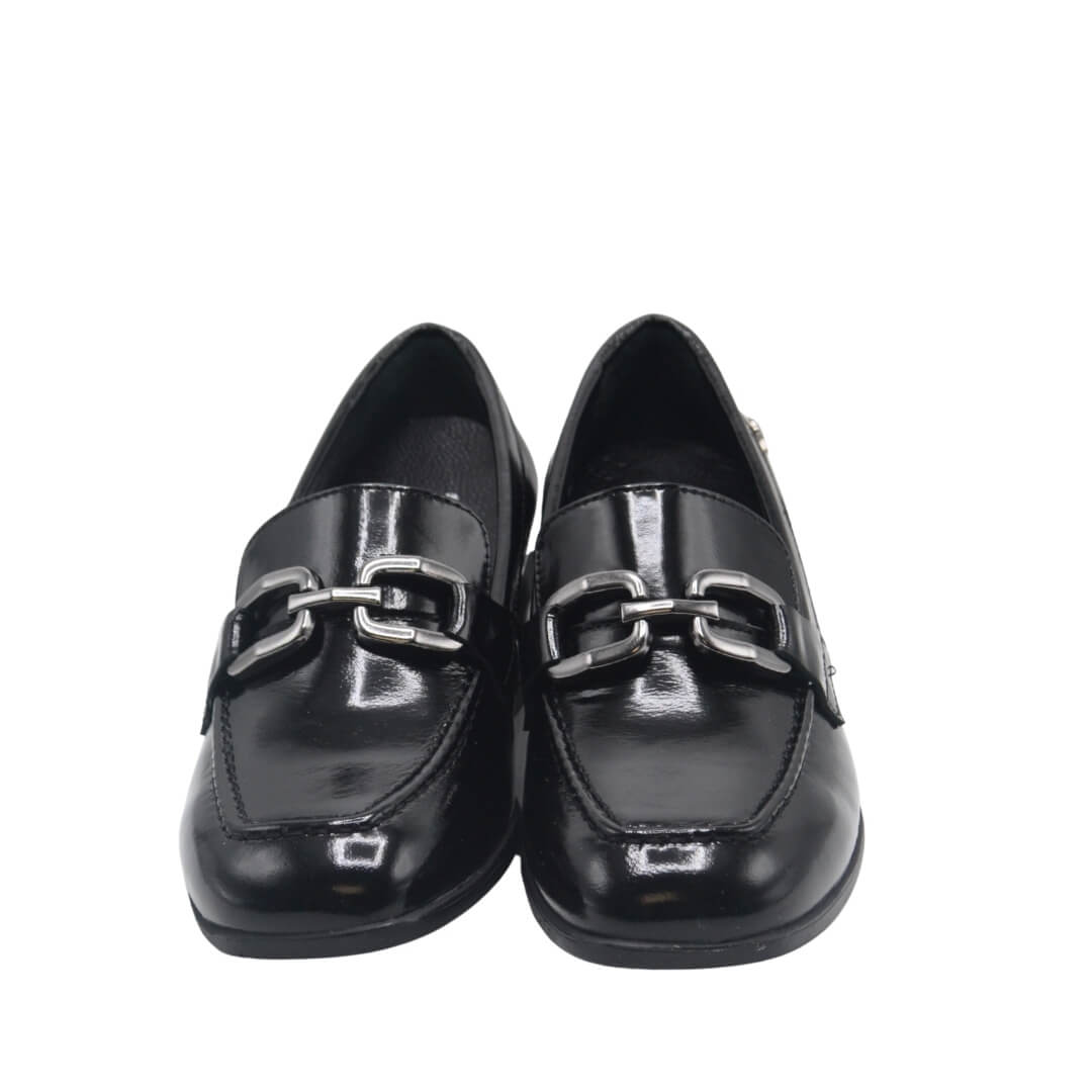 Venüs Deri Kadın Rugan Topuklu Ayakkabı Siyah 2350202K