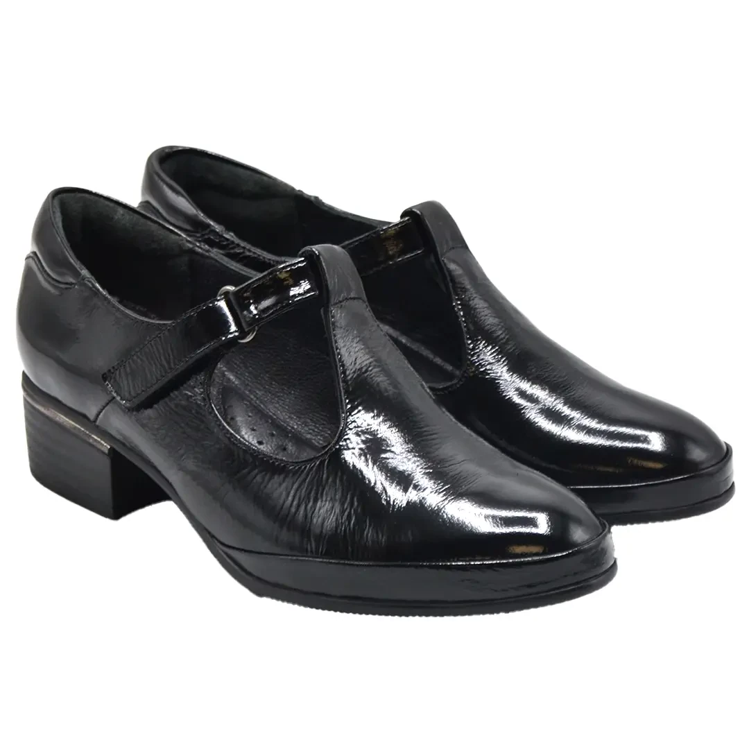 Venüs - Venüs Deri Kadın Rugan Topuklu Ayakkabı Siyah 2312525K