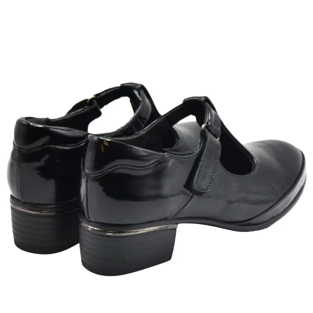 Venüs Deri Kadın Rugan Topuklu Ayakkabı Siyah 2312525K