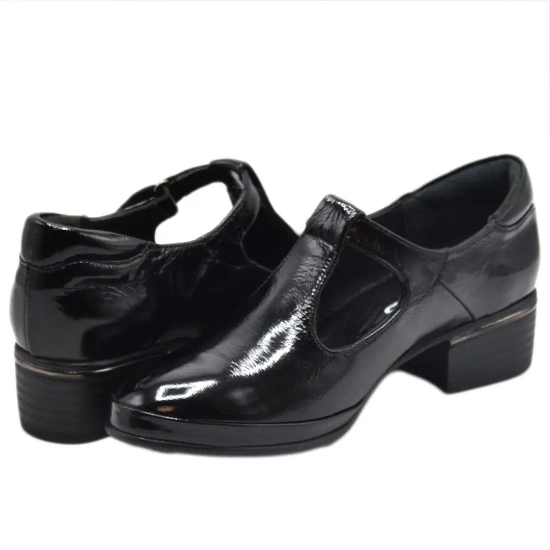 Venüs Deri Kadın Rugan Topuklu Ayakkabı Siyah 2312525K