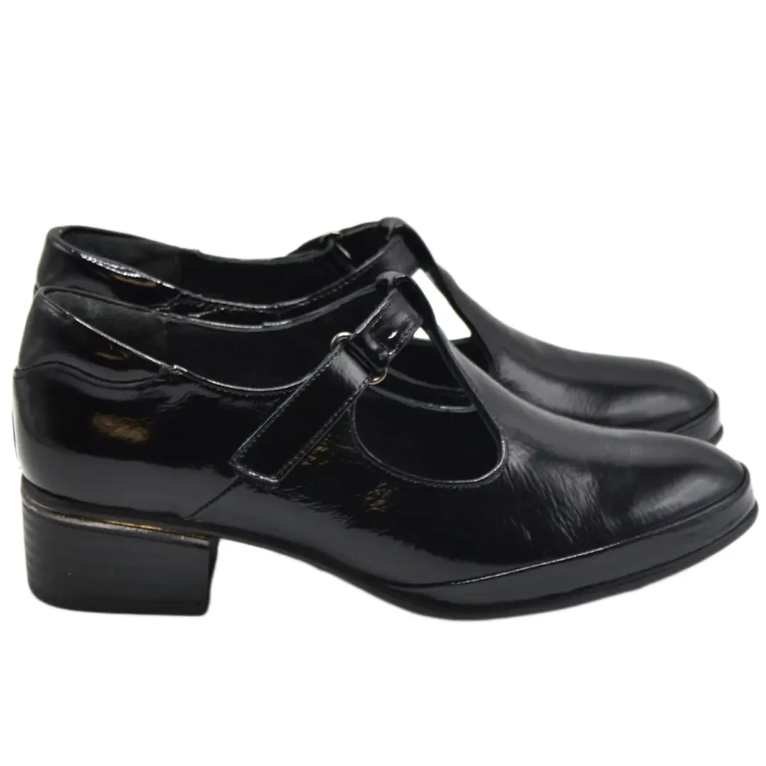 Venüs Deri Kadın Rugan Topuklu Ayakkabı Siyah 2312525K