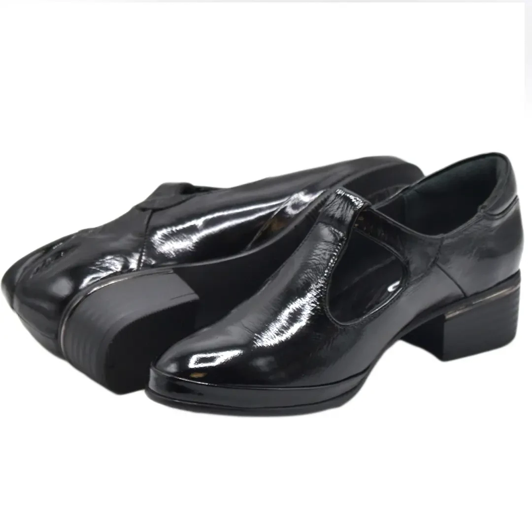 Venüs Deri Kadın Rugan Topuklu Ayakkabı Siyah 2312525K