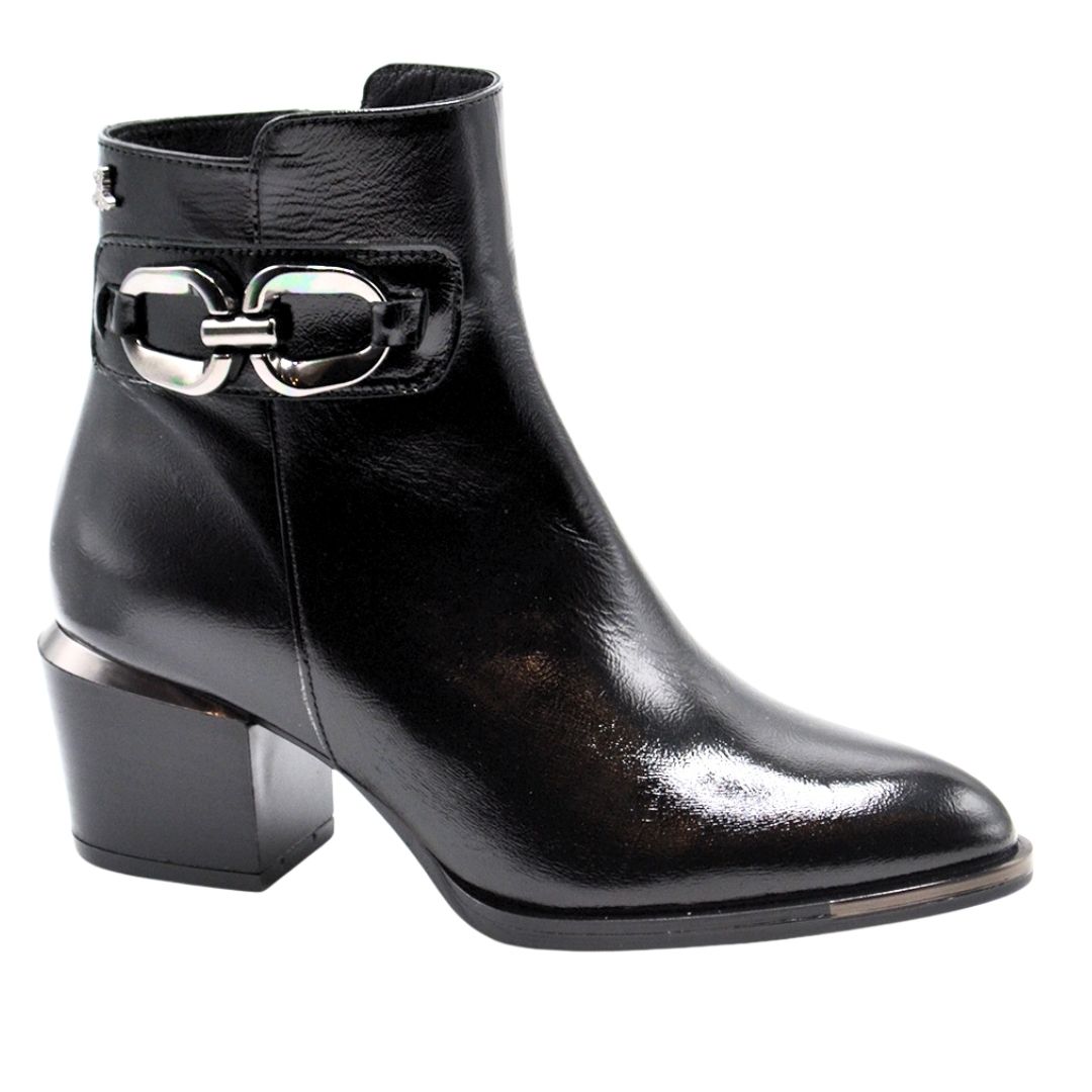 Venüs Deri Kadın Rugan Topuklu Bot Siyah 1853206K - Thumbnail