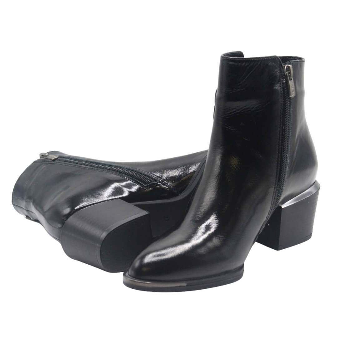 Venüs Deri Kadın Rugan Topuklu Bot Siyah 1853206K