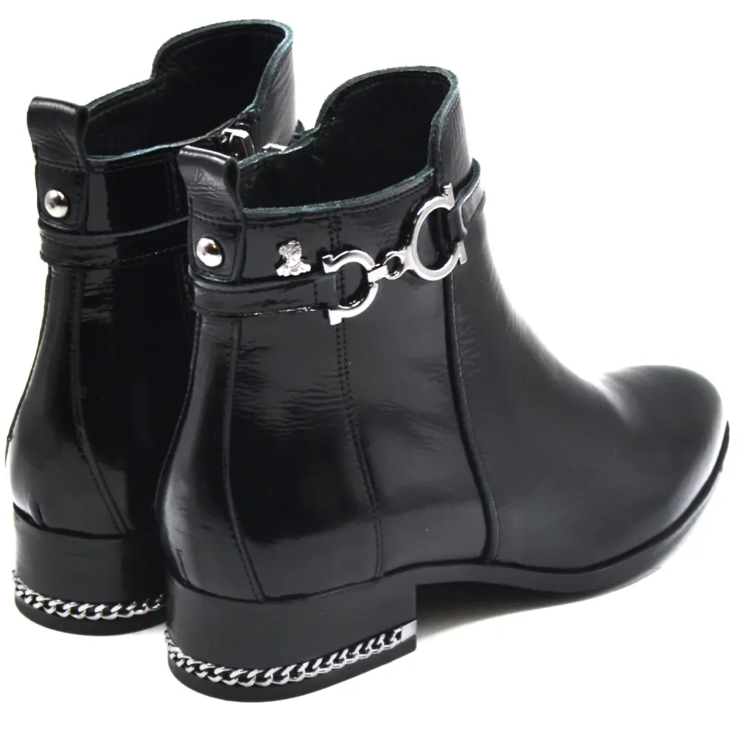 Venüs Deri Kadın Rugan Topuklu Casual Bot Siyah 2152711K - Thumbnail