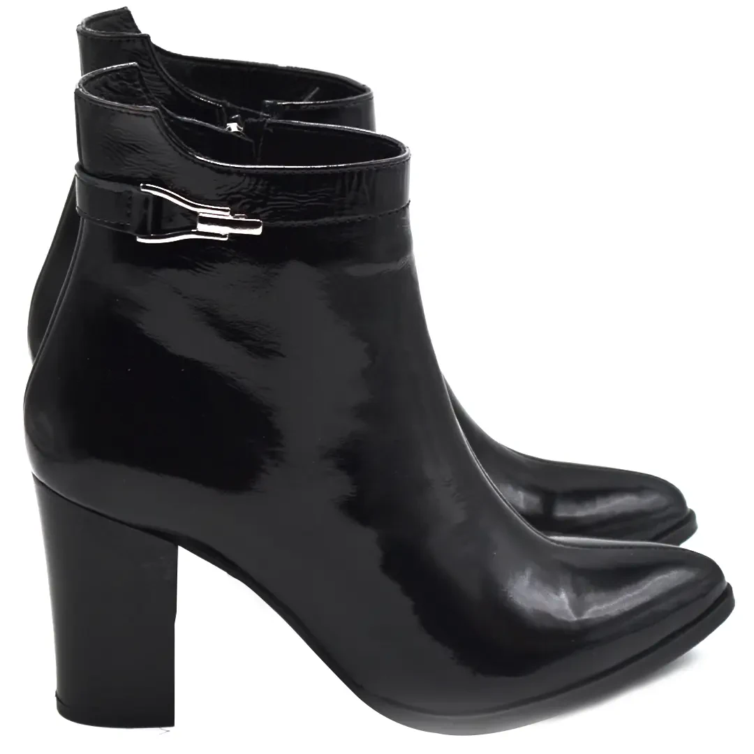 Venüs - Venüs Deri Kadın Rugan Topuklu Casual Bot Siyah 2355801K