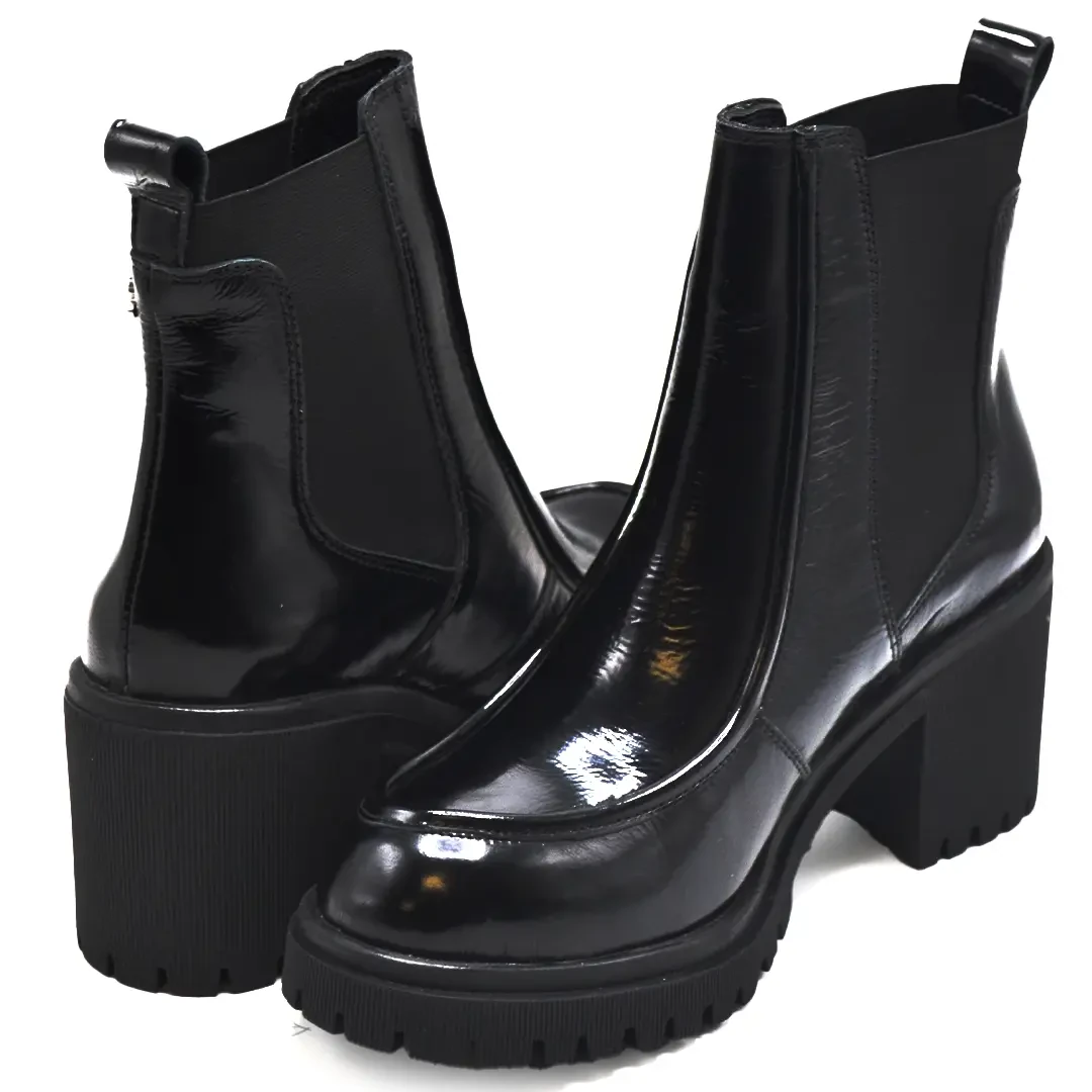 Venüs Deri Kadın Rugan Topuklu Bot Siyah 2451510K