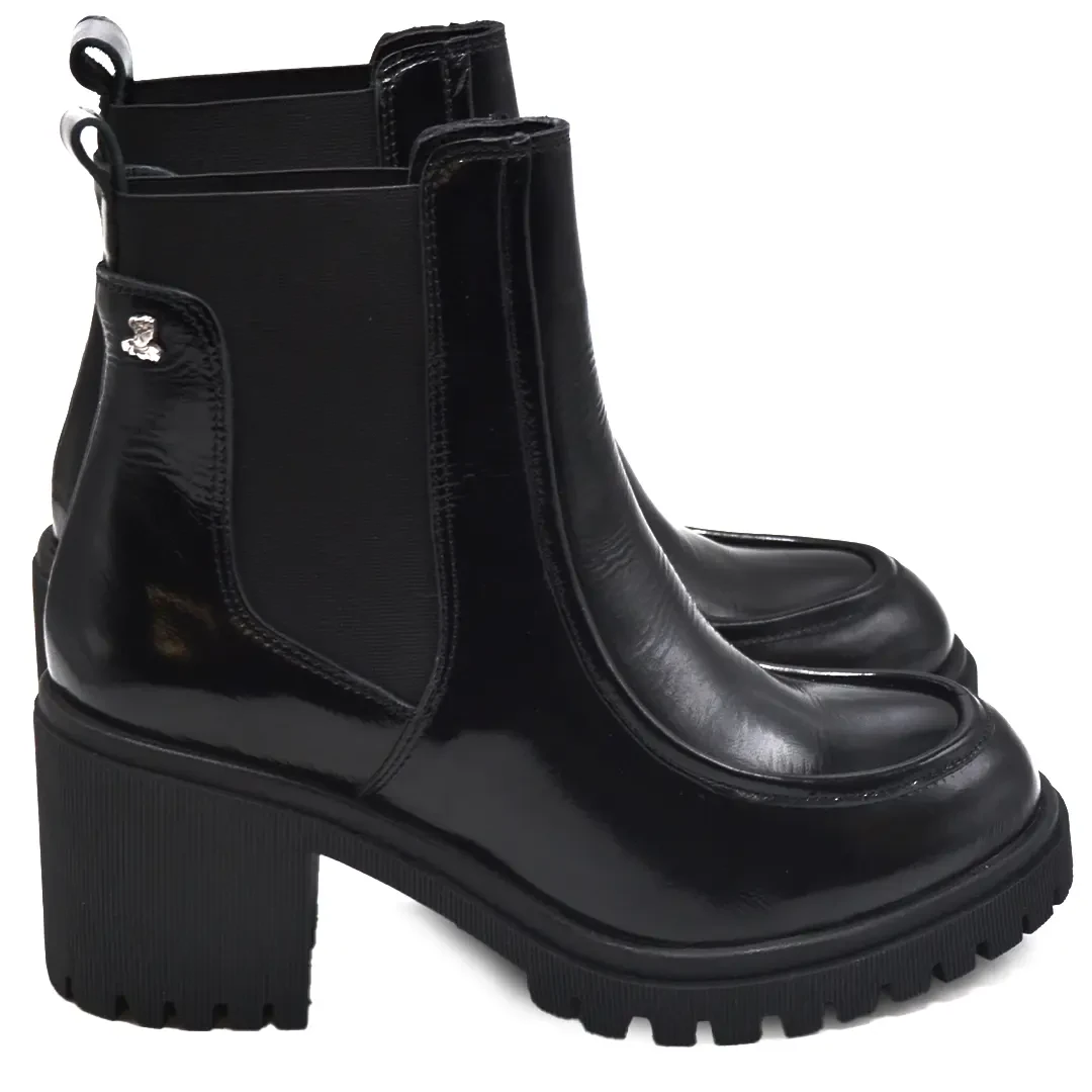 Venüs Deri Kadın Rugan Topuklu Bot Siyah 1451510K Venüs Deri Kadın Rugan Topuklu Bot Siyah 1451510K