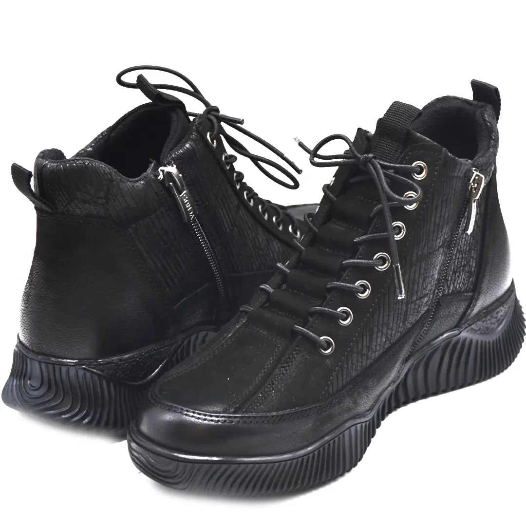 Venüs Deri Kadın Nubuk Casual Bot Siyah 1953837K