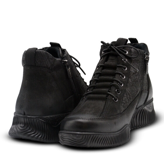 Venüs Deri Kadın Nubuk Casual Bot Siyah 1953837K - 4