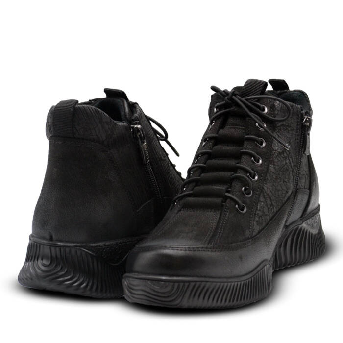 Venüs Deri Kadın Nubuk Casual Bot Siyah 1953837K - 4