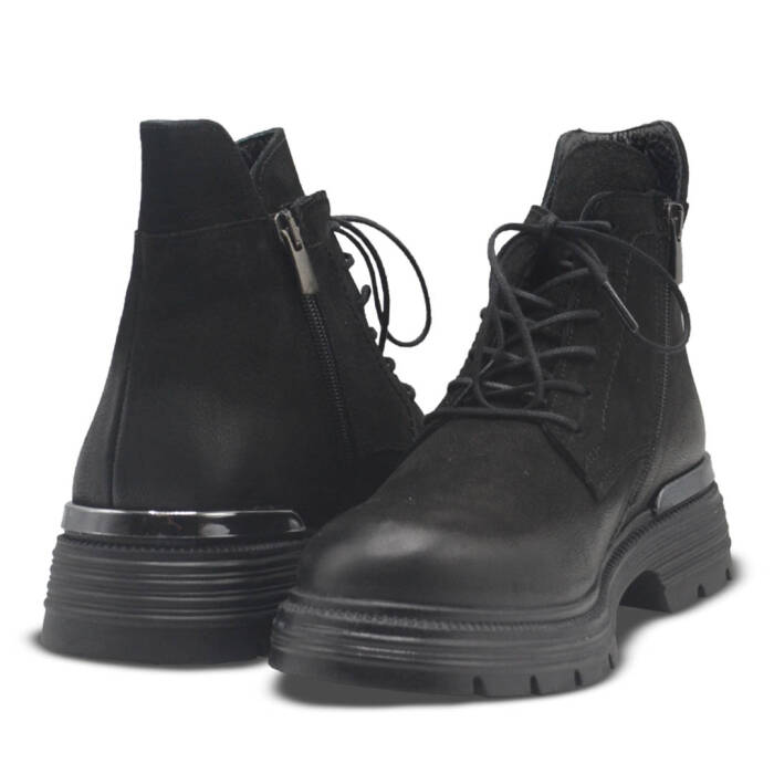 Venüs Deri Kadın Nubuk Casual Bot Siyah 2353510K - 4