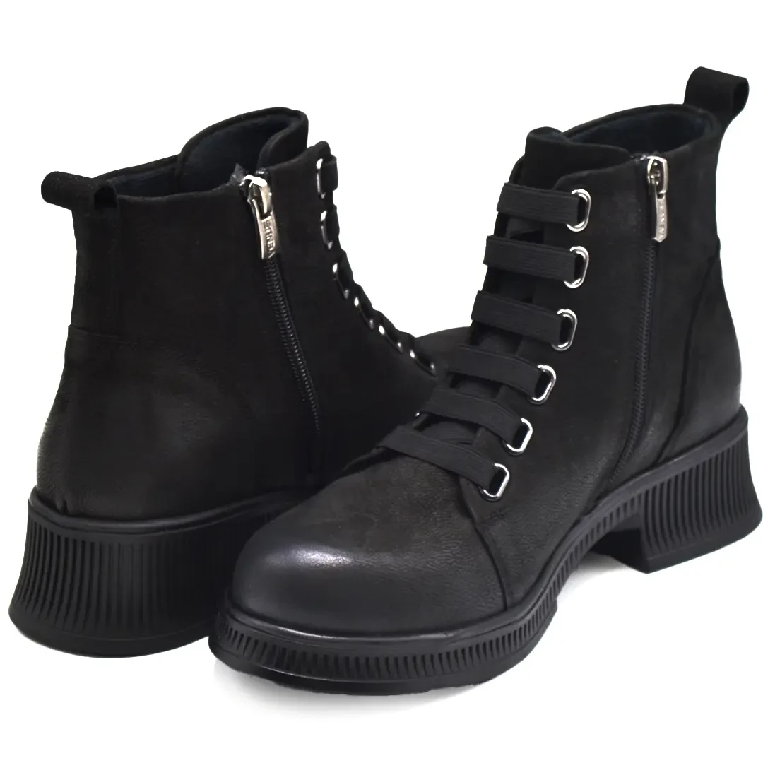 Venüs Deri Kadın Nubuk Casual Bot Siyah 2452701K