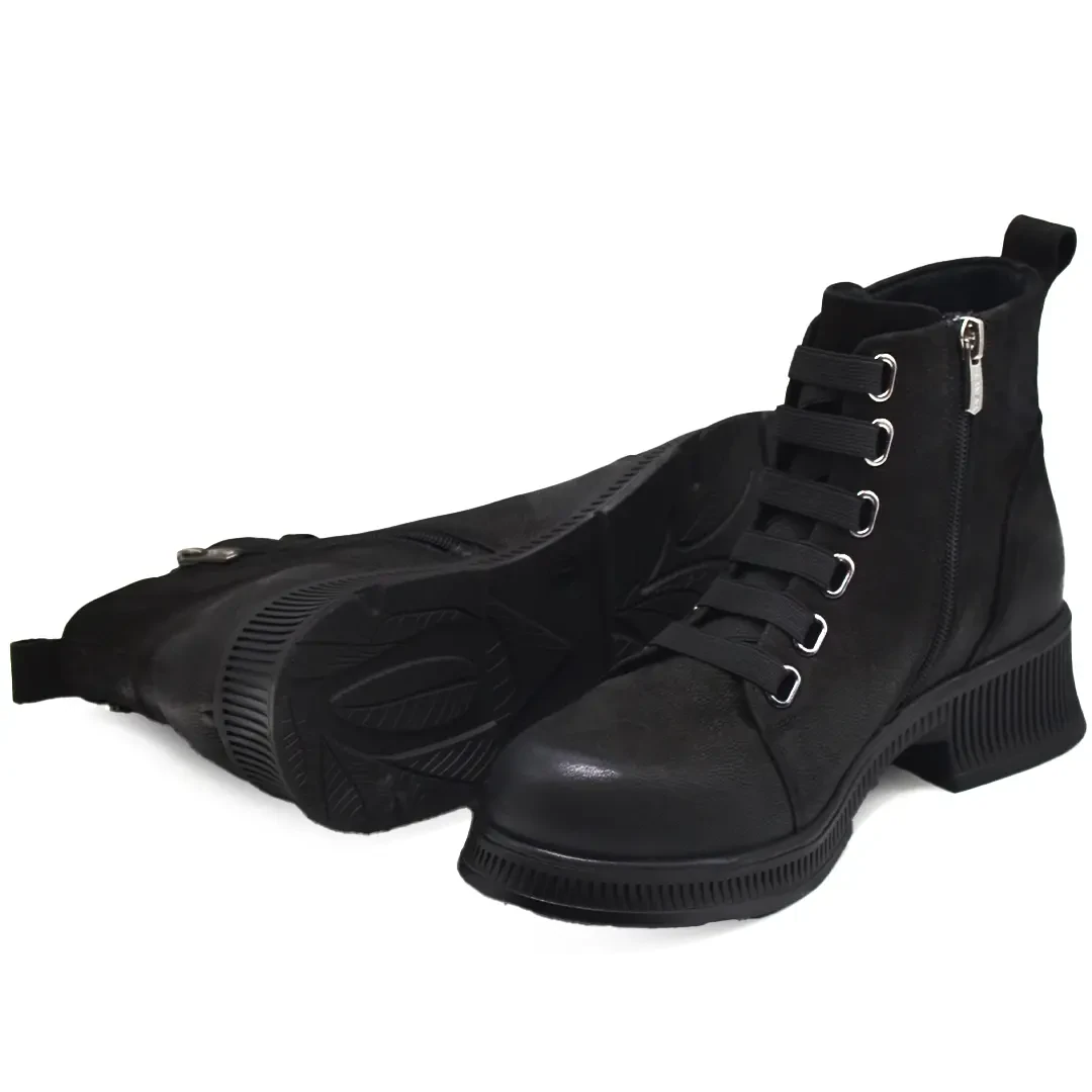 Venüs Deri Kadın Nubuk Casual Bot Siyah 2452701K