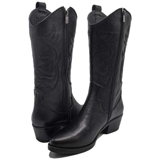  Venüs Deri Kadın Kovboy Bot Siyah 25440005K - Thumbnail
