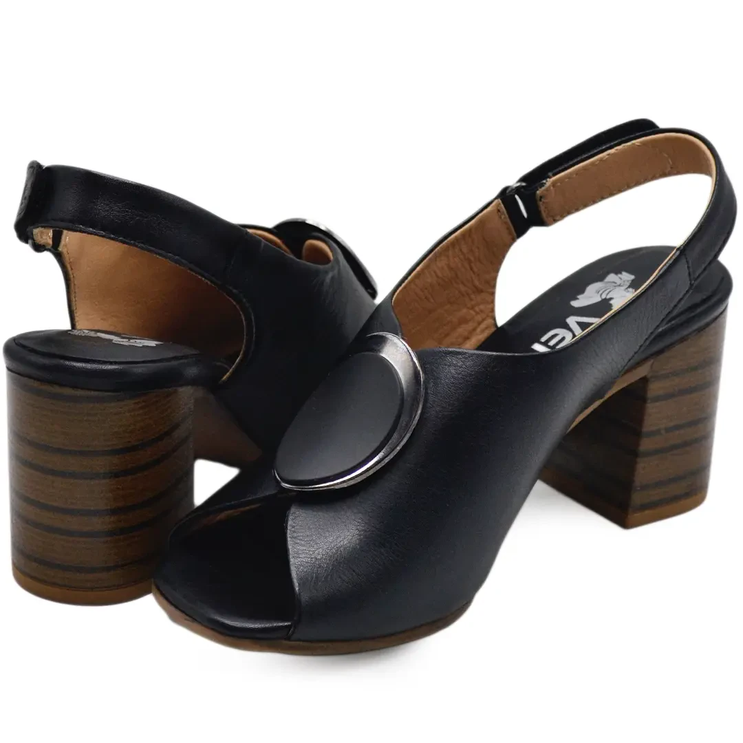 Venüs Deri Kadın Topuklu Sandalet Siyah 2108518Y - Thumbnail