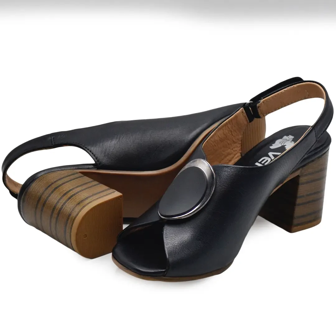 Venüs Deri Kadın Topuklu Sandalet Siyah 2108518Y - Thumbnail