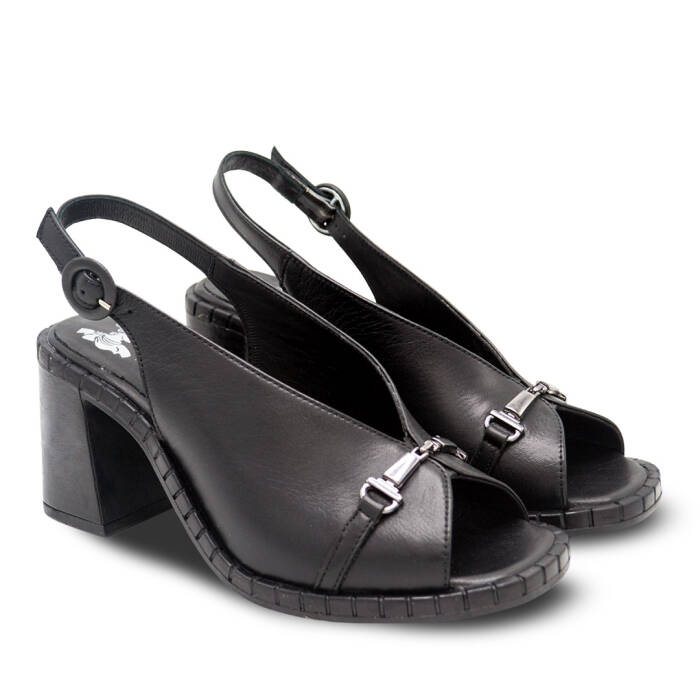 Venüs Deri Kadın Topuklu Sandalet Siyah 2511902Y - 1