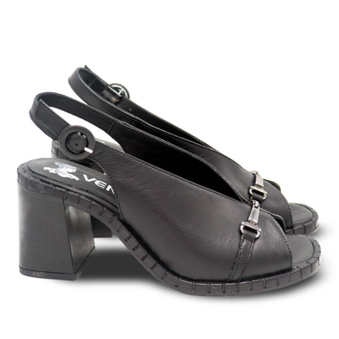 Venüs Deri Kadın Topuklu Sandalet Siyah 2511902Y - 2