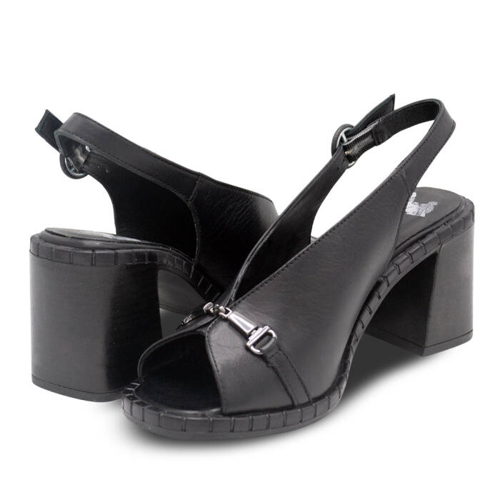 Venüs Deri Kadın Topuklu Sandalet Siyah 2511902Y - 4