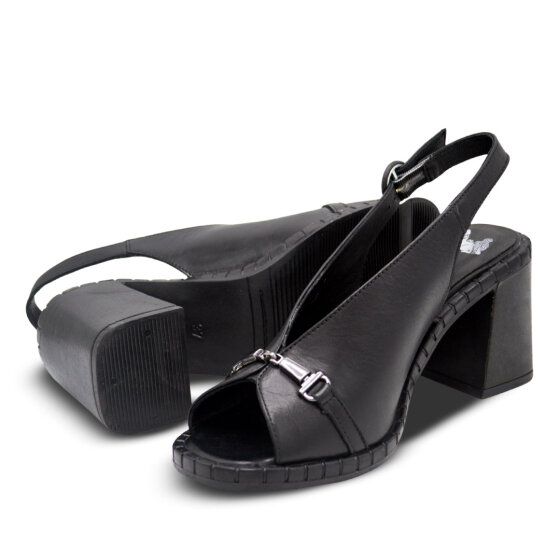 Venüs Deri Kadın Topuklu Sandalet Siyah 2511902Y - 5
