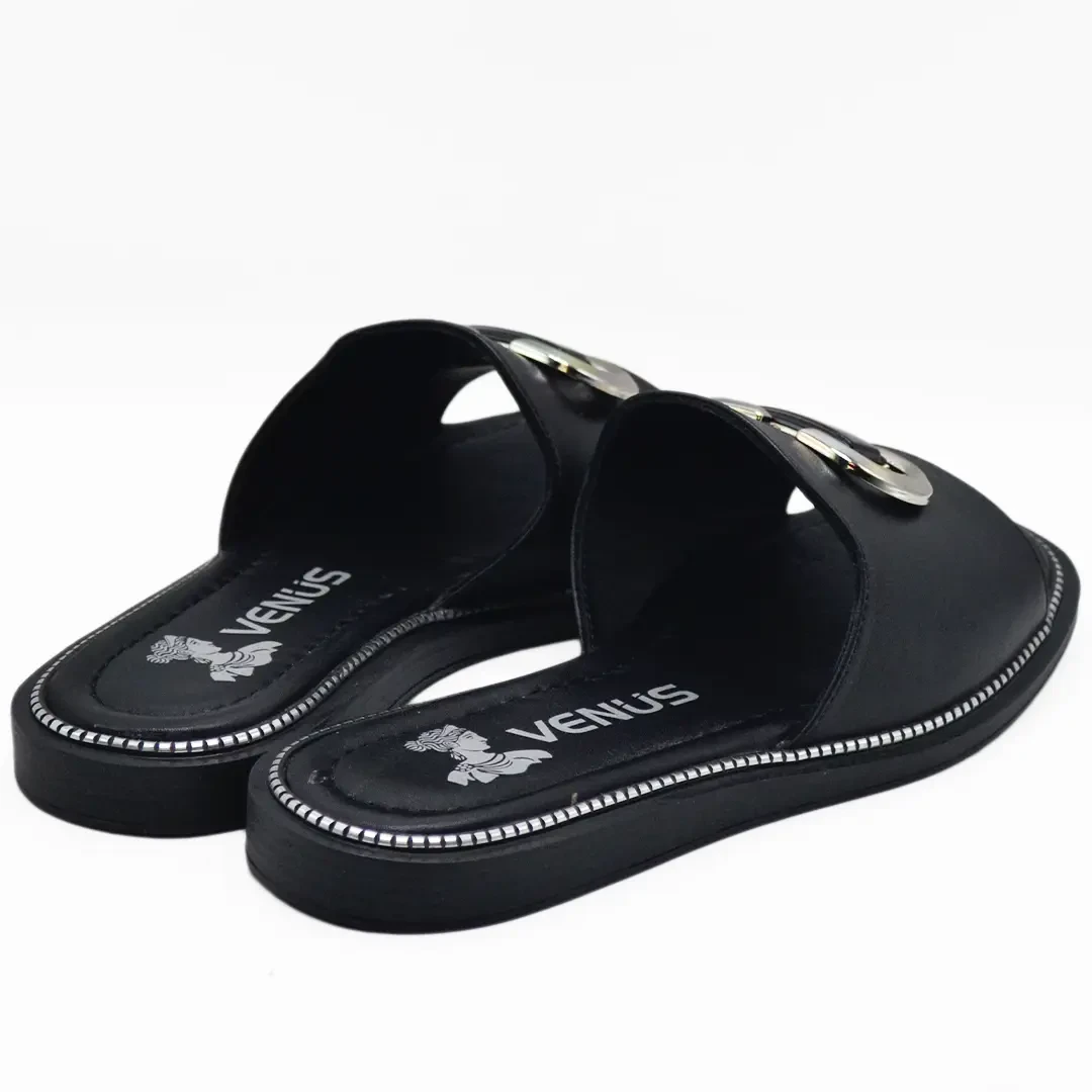 Venüs Deri Kadın Terlik Siyah 2512205Y - Thumbnail