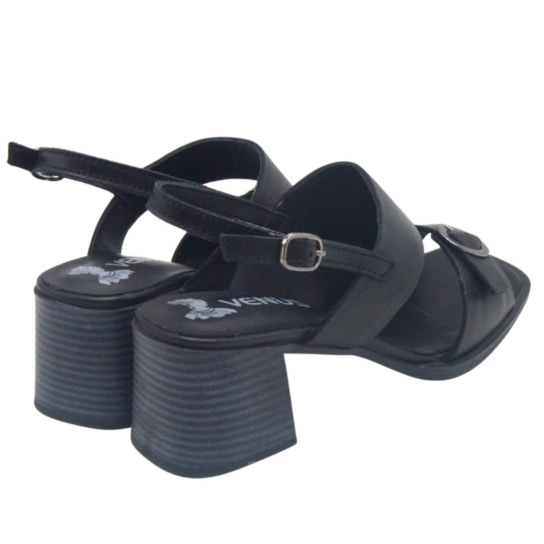 Venüs Deri Kadın Topuklu Sandalet Siyah 2510912Y - Thumbnail