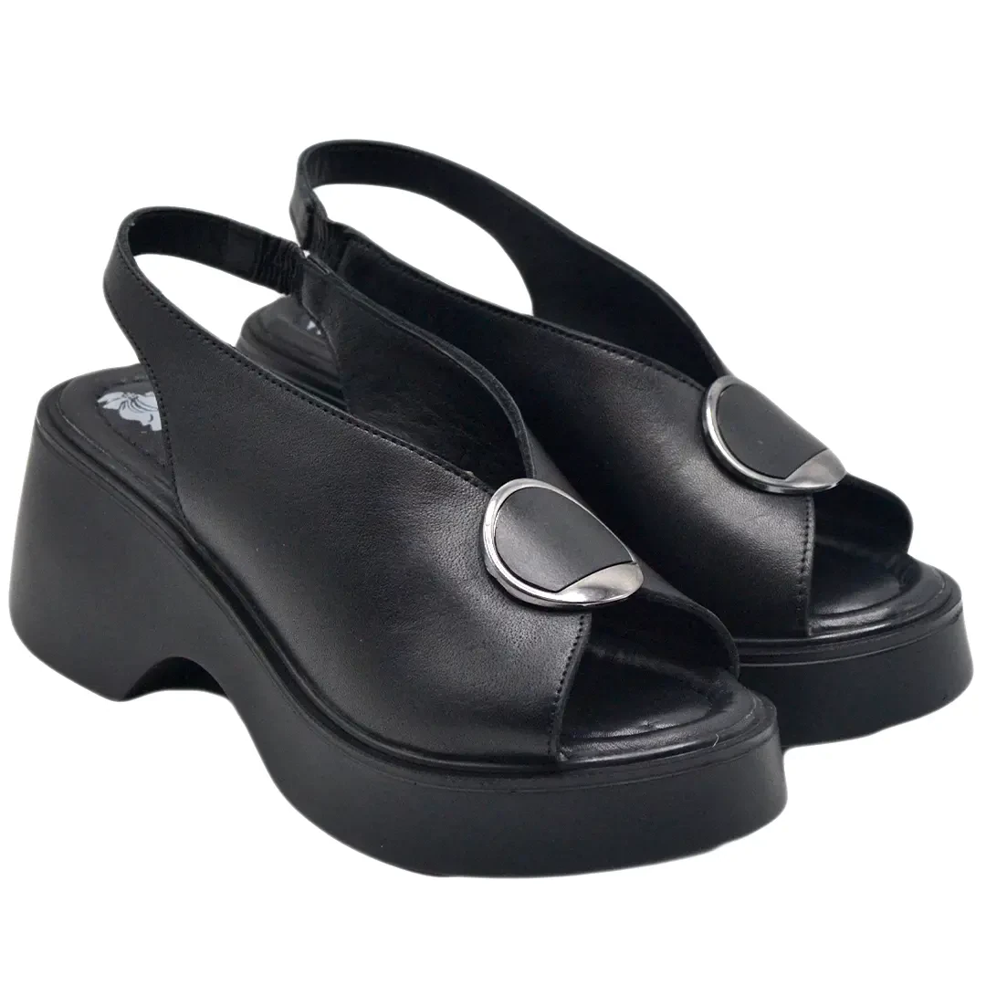 Venüs - Venüs Deri Kadın Dolgu Topuklu Sandalet Siyah 2313114Y  Venüs - Venüs Deri Kadın Dolgu Topuklu Sandalet Siyah 2313114Y