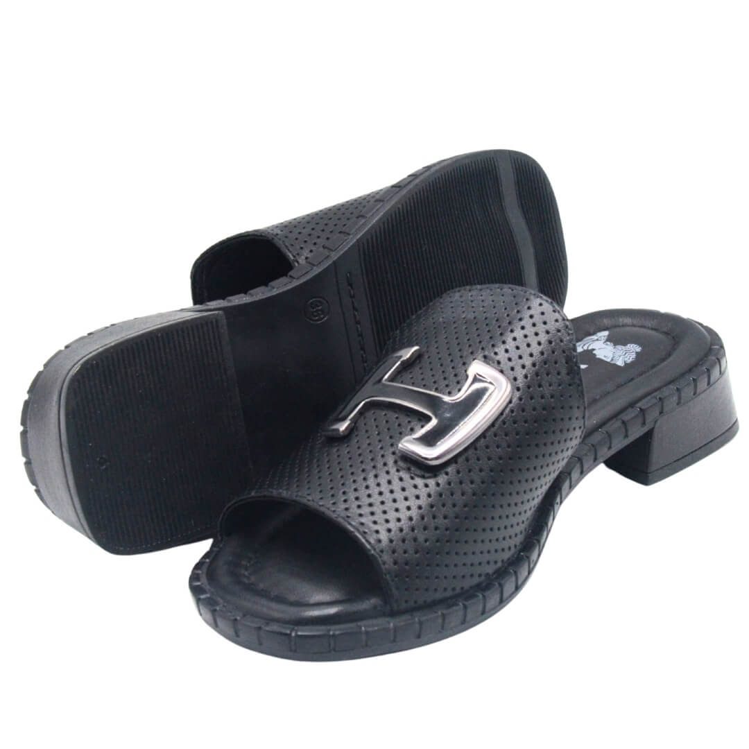 Venüs Deri Kadın Terlik Siyah 2512001Y - Thumbnail