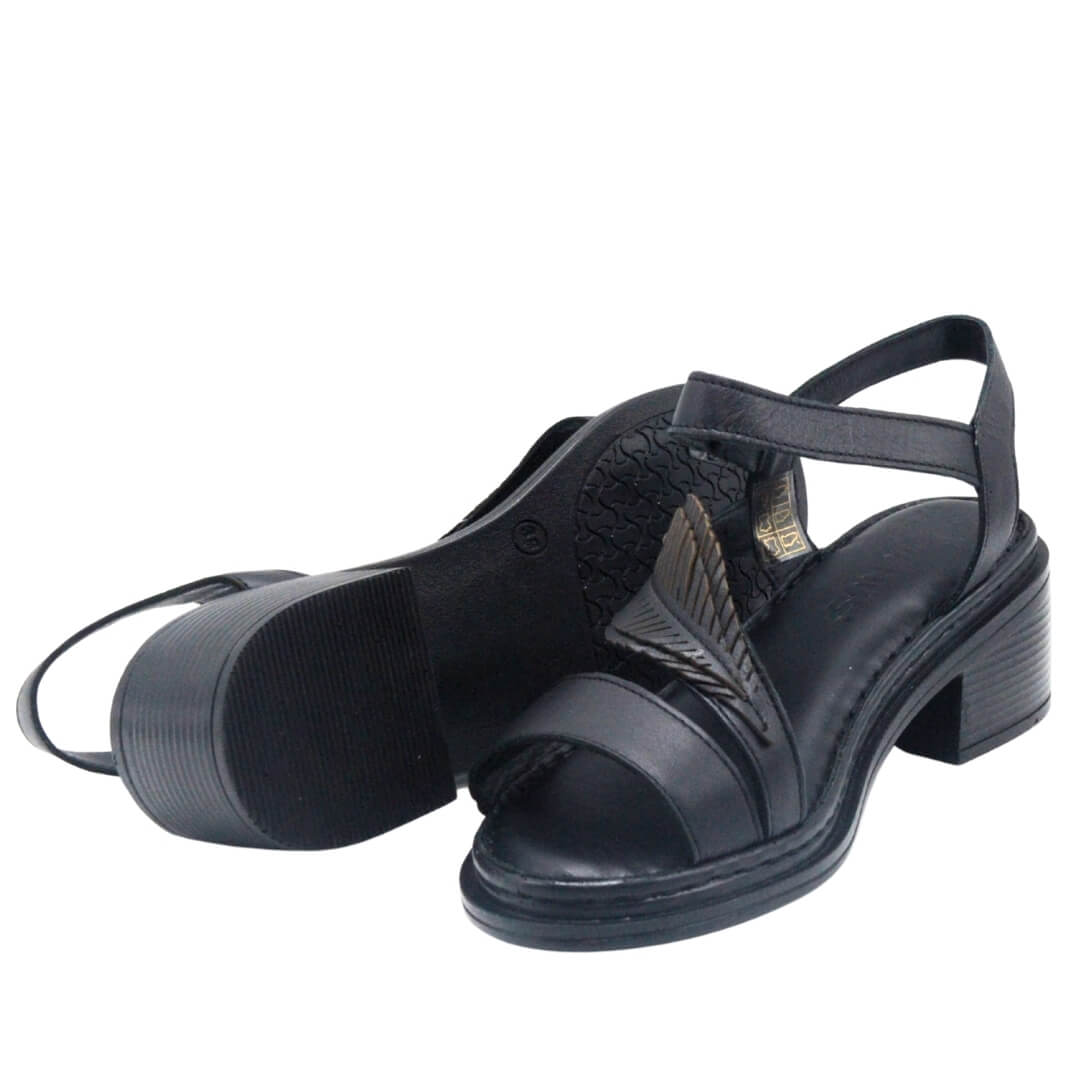 Venüs Deri Kadın Topuklu Sandalet Siyah 25020310Y - Thumbnail