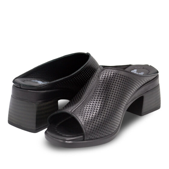 Venüs Deri Kadın Topuklu Terlik Siyah 2311520Y - 4