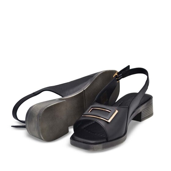 Venüs Deri Kadın Topuklu Sandalet Siyah 26020305Y - 5