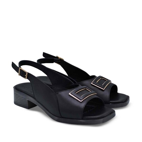 Venüs Deri Kadın Topuklu Sandalet Siyah 26020305Y