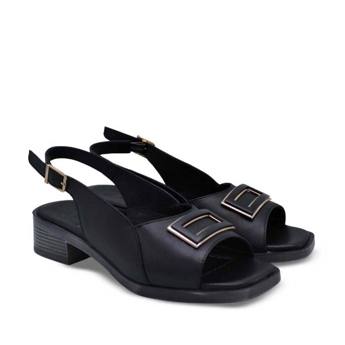Venüs Deri Kadın Topuklu Sandalet Siyah 26020305Y - 1