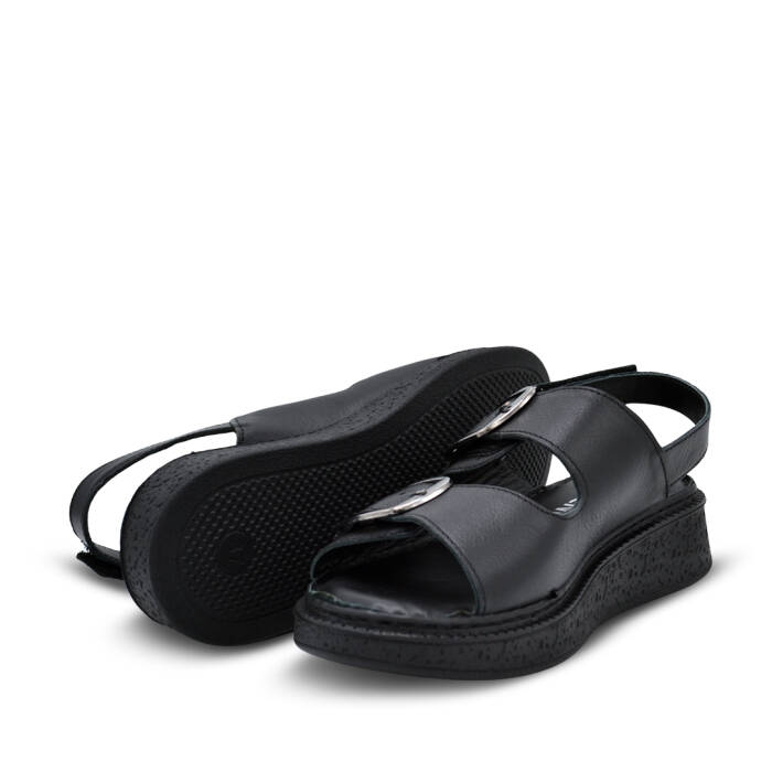 Venüs Deri Kadın Düz Sandalet Siyah 26322476Y - 5