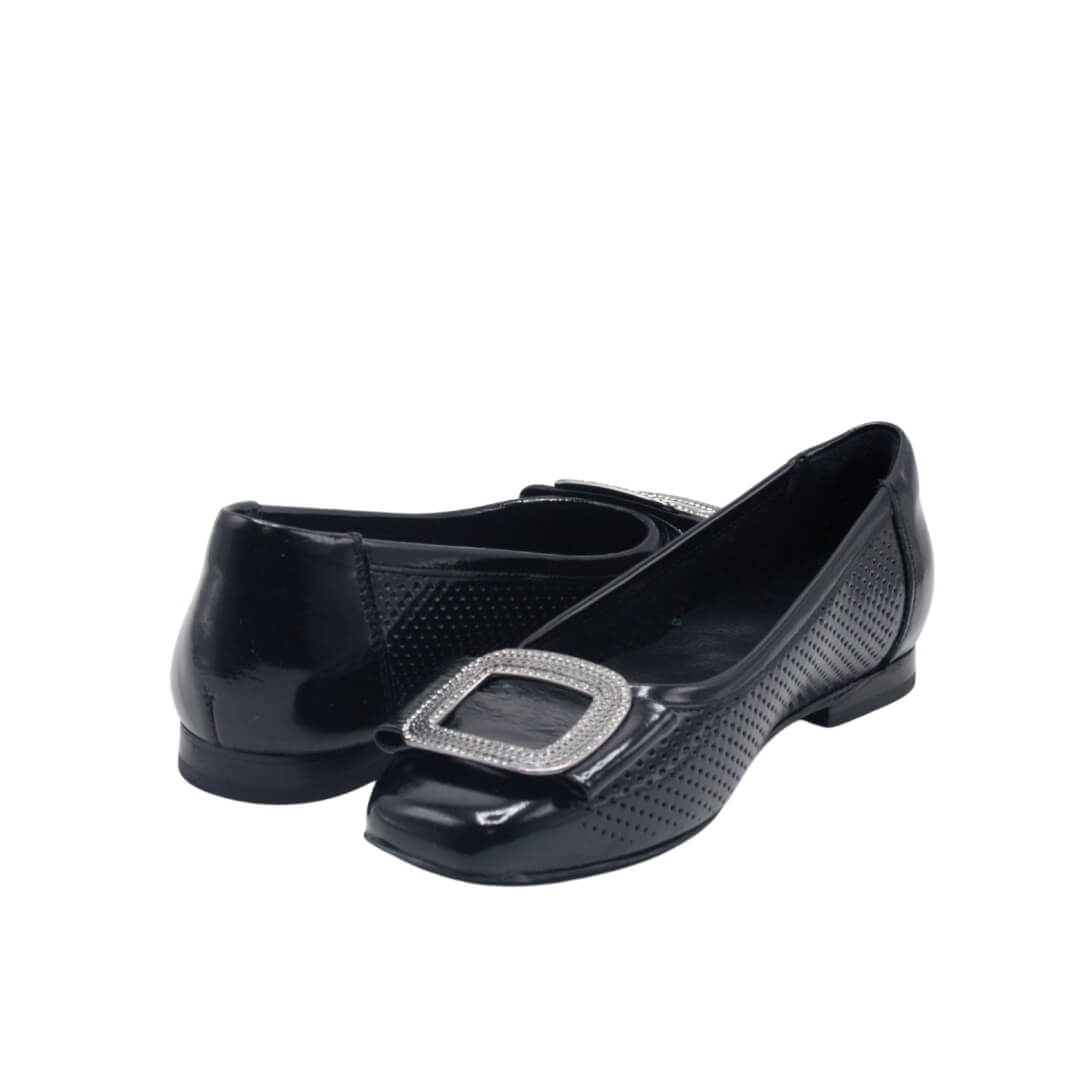 Venüs Deri Kadın Rugan Babet Ayakkabı Siyah 2511103Y - Thumbnail