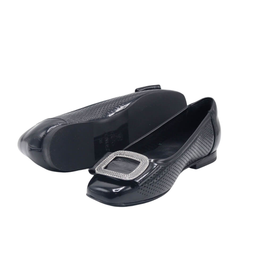 Venüs Deri Kadın Rugan Babet Ayakkabı Siyah 2511103Y - Thumbnail