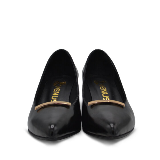 Venüs Deri Kadın Rugan Topuklu Ayakkabı Siyah 26532529Y - 6