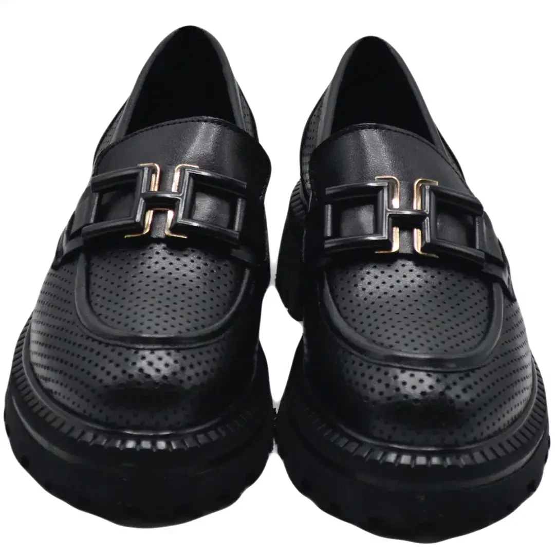  Venüs Deri Kadın Loafer Ayakkabı Siyah 2411530Y - Thumbnail