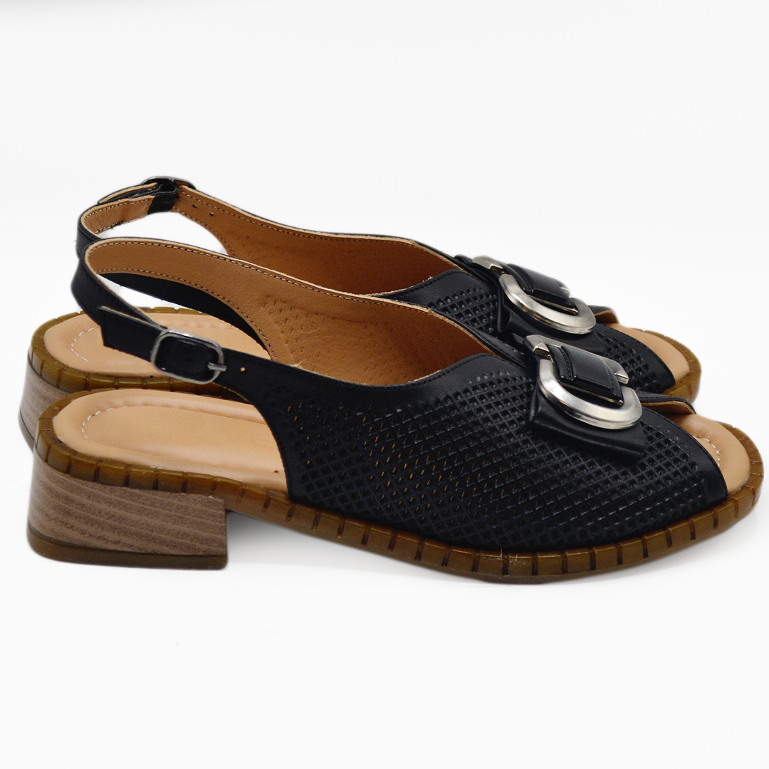 Venüs - Venüs Deri Kadın Gold Detaylı Topuklu Sandalet Siyah 2512003Y Venüs - Venüs Deri Kadın Gold Detaylı Topuklu Sandalet Siyah 2512003Y