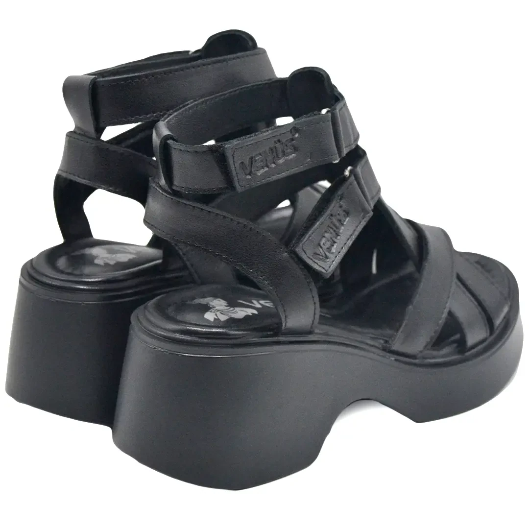 Venüs Deri Kadın Dolgu Topuklu Sandalet Siyah 2313115Y Venüs Deri Kadın Dolgu Topuklu Sandalet Siyah 2313115Y