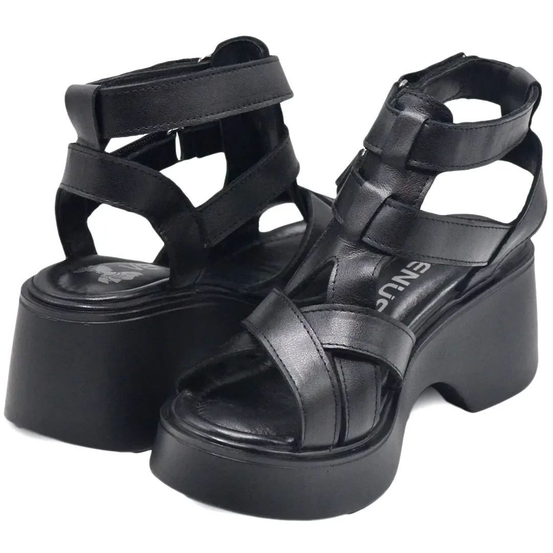 Venüs Deri Kadın Dolgu Topuklu Sandalet Siyah 2313115Y Venüs Deri Kadın Dolgu Topuklu Sandalet Siyah 2313115Y