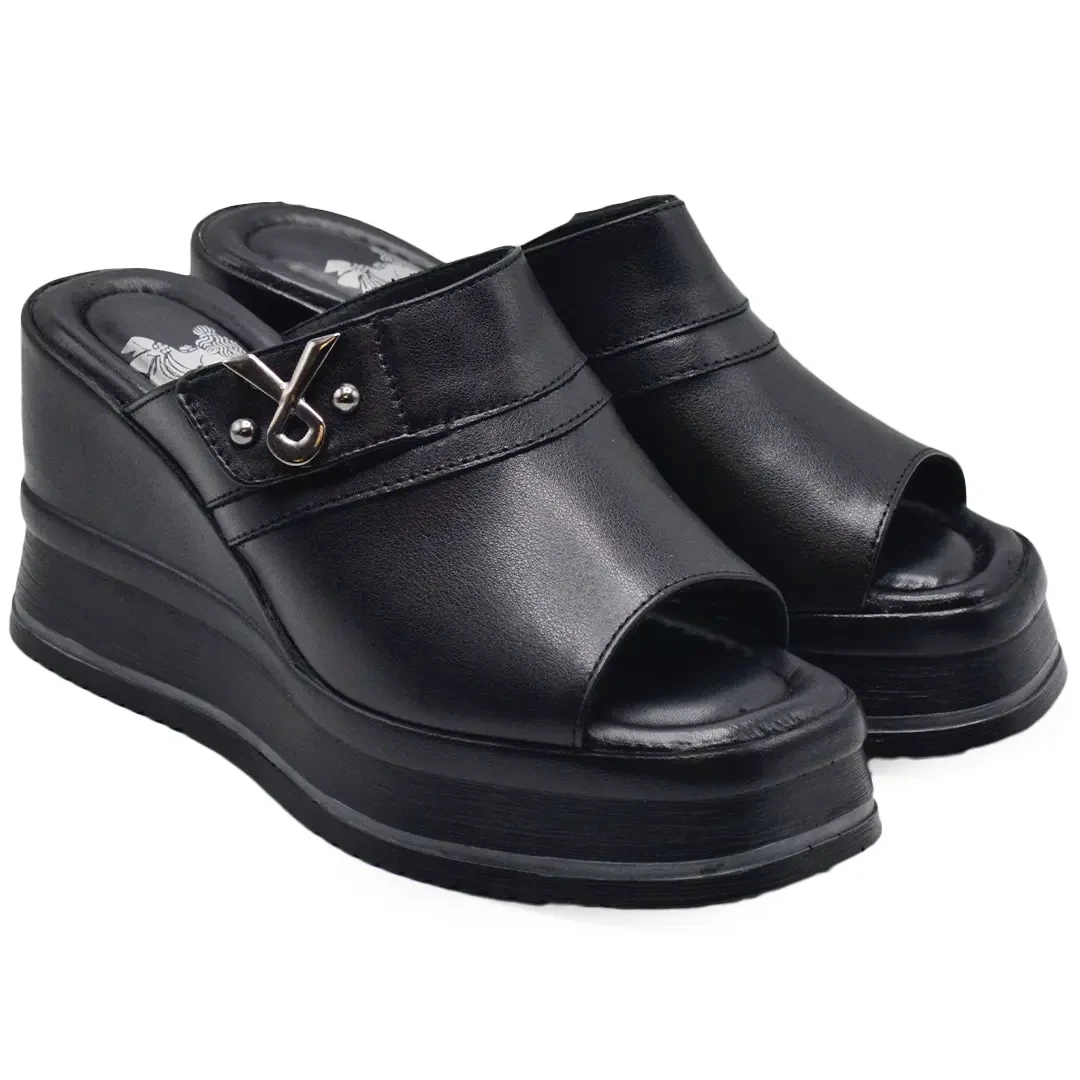 Venüs Deri Kadın Dolgu Topuklu Terlik Siyah 2510904Y