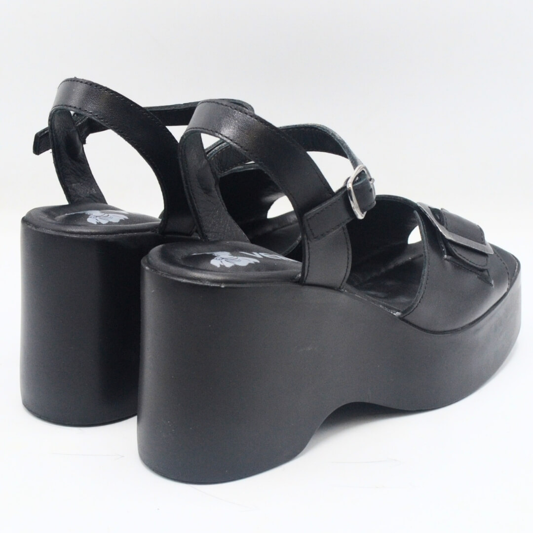 Venüs Deri Kadın Dolgu Topuklu Sandalet Siyah 2311532Y - Thumbnail