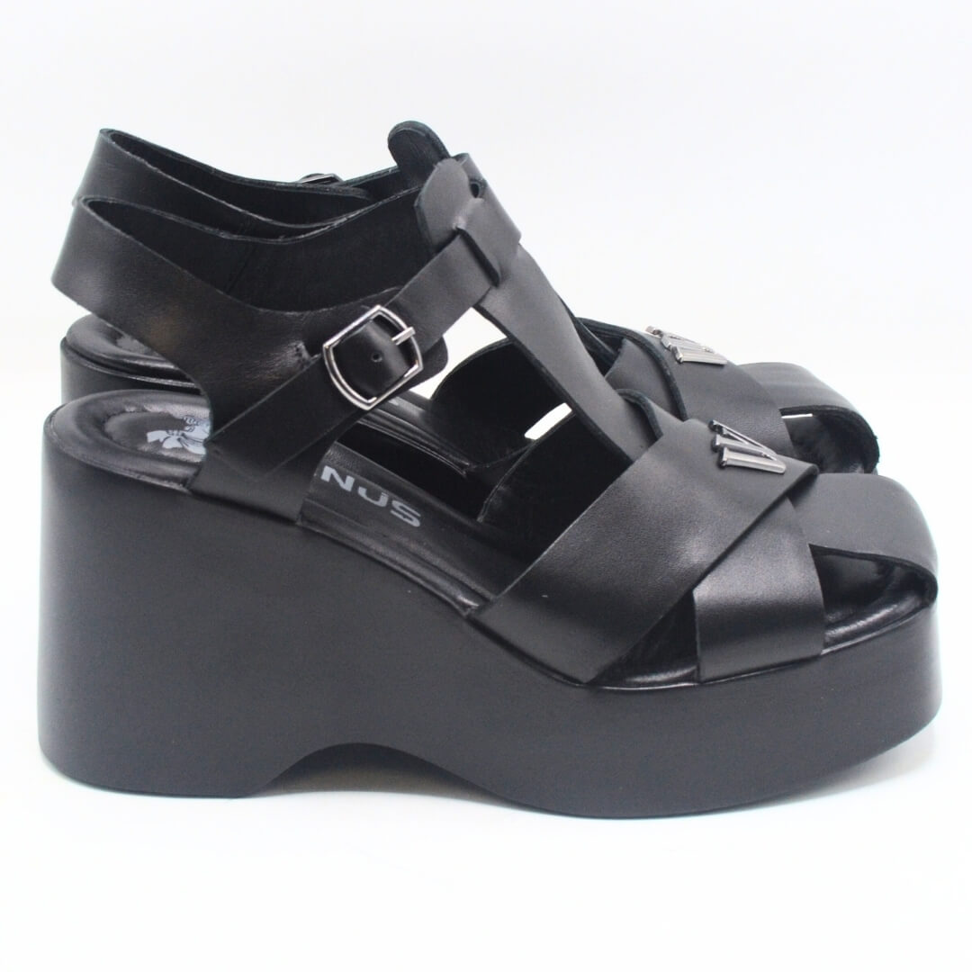 Venüs - Venüs Deri Kadın Dolgu Topuklu Sandalet Siyah 2311530Y Venüs - Venüs Deri Kadın Dolgu Topuklu Sandalet Siyah 2311530Y