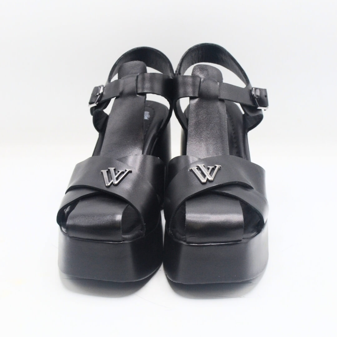 Venüs Deri Kadın Dolgu Topuklu Sandalet Siyah 2311530Y