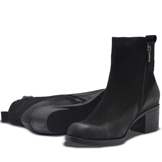 Venüs Deri Kadın Topuklu Bot Siyah 25030301K - Thumbnail