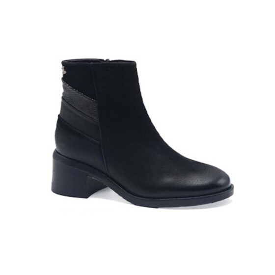 Venüs - Venüs Deri Kadın Nubuk Topuklu Bot Siyah-Platin Sedef 2551403K 